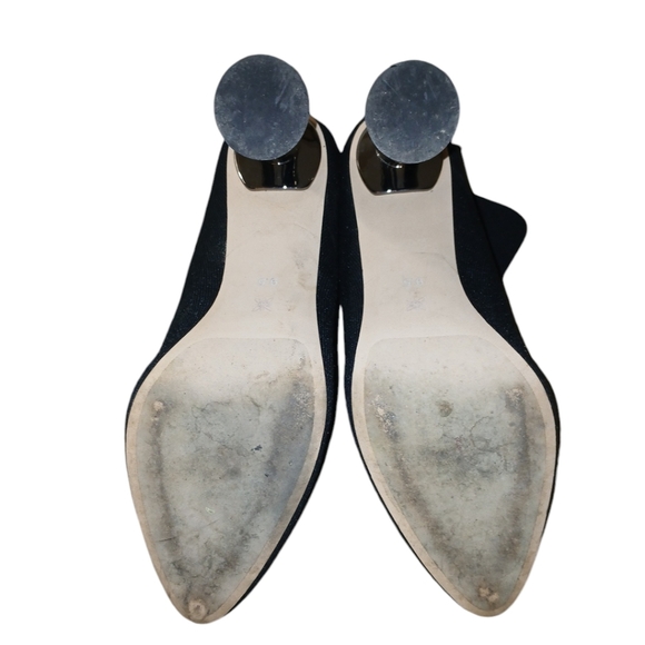 BCBG Black Sock Boot Silver Flared Heels size 9.5 - Picture 8 of 11